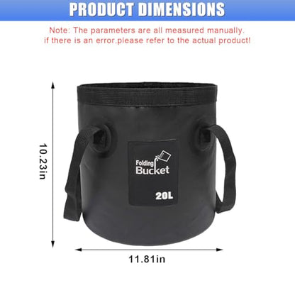 5 Gallon Collapsible Bucket with Handle for Car Washing (Black) - color: Black