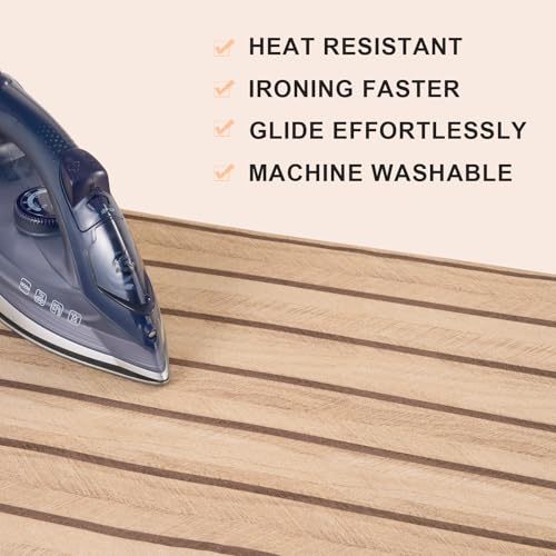 Seiritex Ironing Board Cover and Pad 15 x 54 inch, Heat Reflective with Hook and Loop Fasteners, Thick Padding with Elasticized Edges, Iron Board Replacement Cover Fit Standard Size (Woodgrain) - color: Woodgrain, size: 15x54