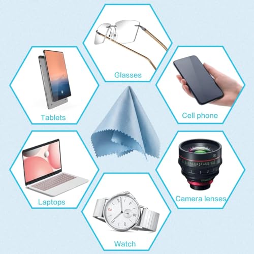 Eyeglass Cleaning Cloth Glasses Cleaner 12Pack Microfiber Lens Cleaner Eyewear Sunglass Wipes for Glass Jewelry Screen Camera Lint Free Thick 5x6 Inch (Blue, 5x6) - color: Blue, size: 5x6