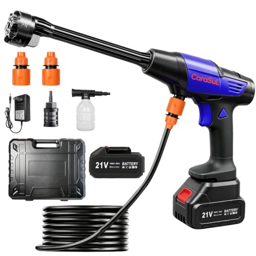Cordless Pressure Car Washer, 1200 PSI Max Power Washer with 21V 4.0Ah Large Capacity Battery, Lightweight Handheld Washer with Safety Lock, Storage Case & 6-in-1 Nozzle for Car/Garden/Home/Patio - color: Purple