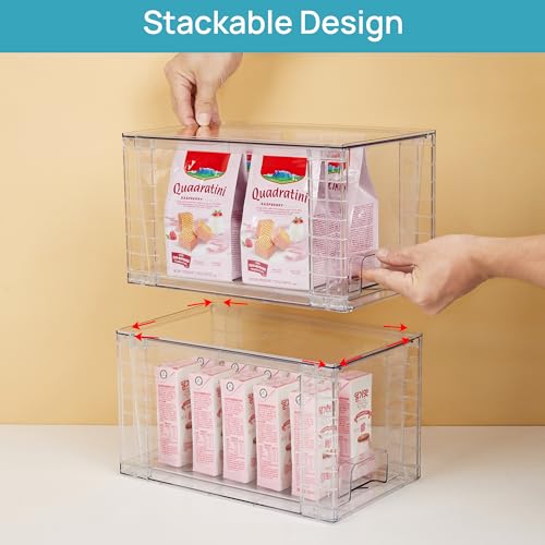Vtopmart 4 Pack Stackable Clear Pantry Storage Drawers, Large - size: 2Pack 7"H