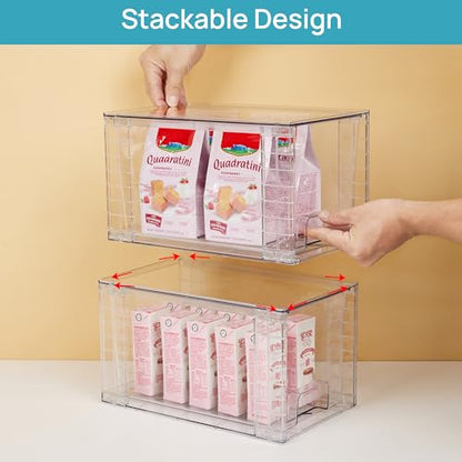 Vtopmart 8 Pack Stackable Clear Pantry Storage Drawers, Large - size: 4Pack 7"H (Pack of 2)