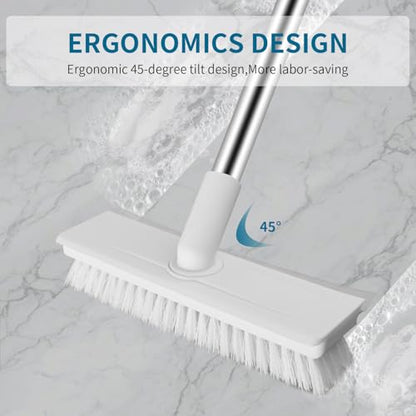 Floor Scrub Brush with 51-Inch Long Handle, 2 in 1 Floor Scrubber