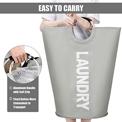 DOKEHOM 125L X-Large Laundry Basket Bag, Collapsible Tall Hamper, Grey - color: Light Grey, size: 125L
