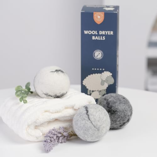 Wool Dryer Balls Handmade 3 Pack XL, Laundry Dryer Balls,100% New Zealand Wool Natural Fabric Softener,Reusable 1000 Loads,Wrinkles Free, Shorten Drying Time,Baby Safe (3 Pack XL,Cloudscape Trio) - color: Cloudscape Trio