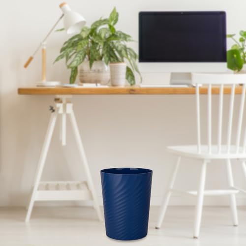 UUJOLY Plastic Small Bathroom Trash Can Wastebasket Garbage Can, Navy Blue - color: Navy Blue, size: 1.8 Gallon/1 Pack