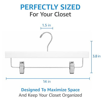 ZOBER Wooden Pants Hangers with Clips, Clothes Hangers, White, 10 Pack - color: White - 10 Pack