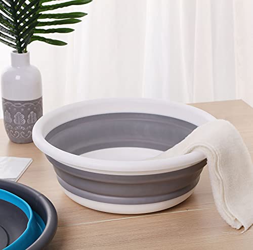 Ahyuan Collapsible Portable Wash Basin Dishpan 5L Kitchen Dish Pans Washing Basin Foldable Wash Dish Tub for Camping Supplies, Marine, Camper Accessories for Travel Trailers (Gray) - color: Gray,Green