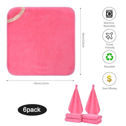 SINLAND Microfiber Facial Cloths Fast Drying Washcloth 12inch x 12inch Dark pink 6 pack - color: Dark Pink, size: 1 Count (Pack of 6)