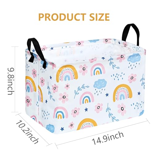 Rectangular Rainbow Print Box Hamper Storage Basket Collapsible Organizer Bin Gift Shelf Baskets for Home and Kitchen Storage - color: rainbow