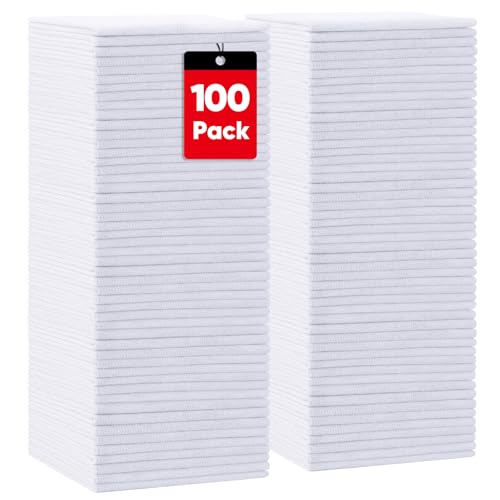 HOMEXCEL White Microfiber Cleaning Cloth 100 PK, Towels for Cars, Shop Rags - color: White