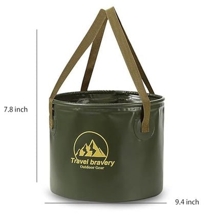 Collapsible Bucket，Folding Bucket，Suitable for Camping Fishing Hiking Gardening car Washing(ForestGreen, 10L)