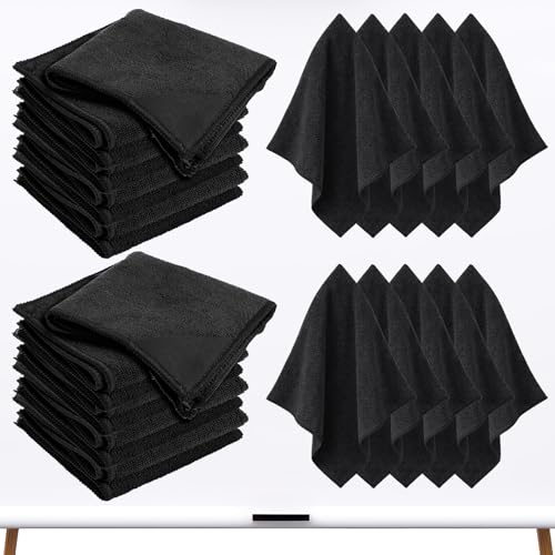 20 Pack Magnetic Cleaning Cloth, 10'' x 10'' Reusable Microfiber White Board Dry Erase Erasers for Home Office (Black)