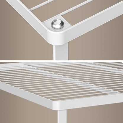 Kitchen Cabinet Storage Shelf Stackable Wire Spice Rack Organizer Heavy Duty Space Saver for Bathroom Bedroom Closet Laundry Room Office Countertop - White, Pack 1 - size: 15.35'' X 13.38'' X 12''