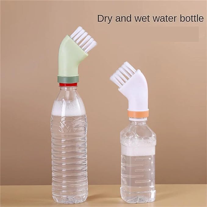 Multi-use Cleaning Brush Can Be Connected to Mineral Water Bottle, Multi-Purpose Bottle Gap Cleaning Brush (White), 2 pcs - color: White