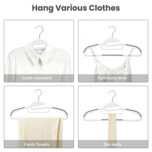 BAGAIL Plastic Hangers 50 Pack with Non-Slip Design,0.2 Inches Thick, 360°Swivel Hook Space Saving Organizer for Bedroom Closet,Shirts,Pants(White- S Shaped) - color: White