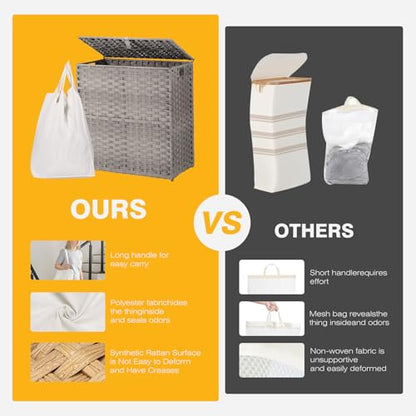 NEWBULIG 90L Large Laundry Hamper with Lid, Collapsible Dirty Clothes Basket Bag, Freestanding Fabric Bin for Bedroom, Bathroom, Closet and Dorm Room Organization Grey - color: Grey