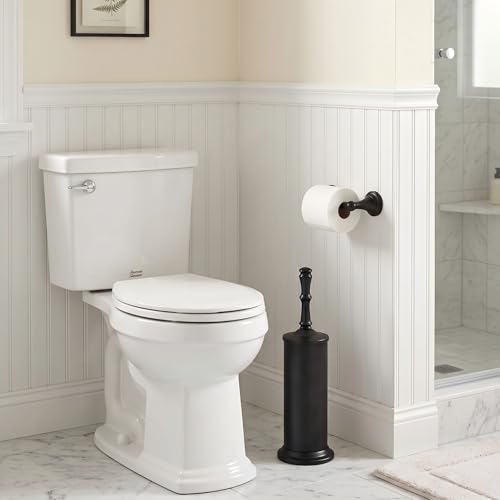ROLABAM Toilet Bowl Brush and Holder Set, Heavy Duty Anti-Tip Metal Base, Rustproof Freestanding Toilet Bowl Brush with Long Handle & Splash Guard, Modern Bathroom Cleaning Accessories - color: Black-2