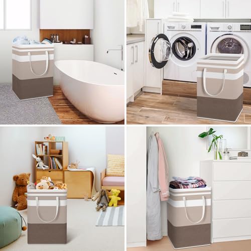 HomeHacks 2 Pack Large Laundry Baskets, Laundry Hampers Bags (Khaki 75Lx2) - color: Brown, size: 75L