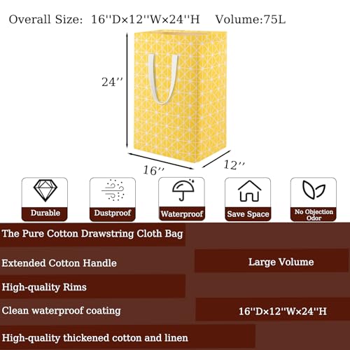Waterproof Laundry Hamper Collapsible Laundry Basket Extended Cotton Handle Laundry Bag Large Clothes Storage Toy Organization for Bathroom Bedroom Laundryroom College Dorms - color: Hesan-005
