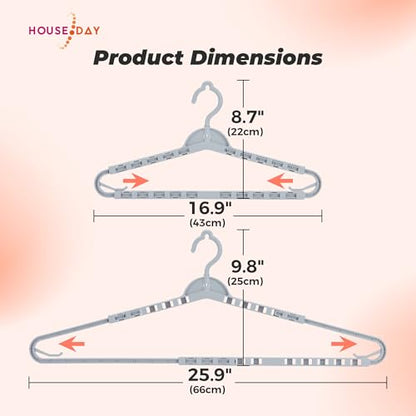 HOUSE DAY Extra Large Adjustable Hangers 4 Pack, Heavy Duty with 360° Hook