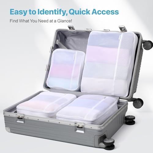 Cambond Mesh Packing Cubes for Travel Women - Lightweight Travel Bags Luggage Packing Organizer Travel Cubes for Suitcase with Handle - style: 4 Set (1L+2M+1S) - Laundry/Packing