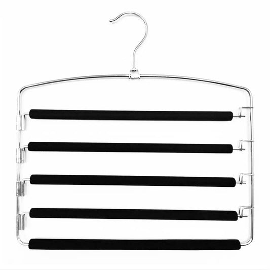 5-Tier Pants Hanger 2 Pack, Closet Organizer Space Saving Hanging Storage for Jeans, Trousers, Skirts, Dresses, Scarves (2-Pack) - color: 2-pack
