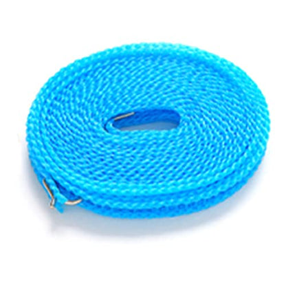 Clothesline Rope 26 ft Heavy Duty Nylon Windproof Stable Indoor Outdoor Laundry Drying Line Load 50 lb with 4 Hooks Adjustable Tightener for rtment Travel Camping - color: Blue