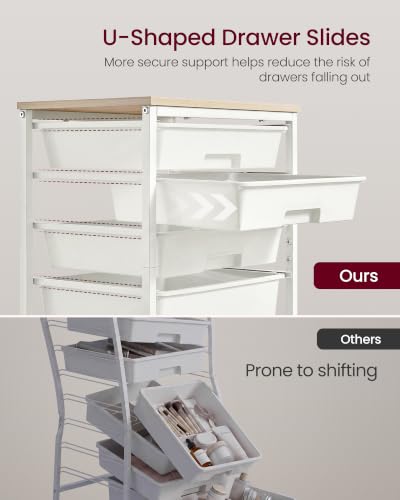 VASAGLE Rolling Cart with Drawers,5 Drawers Storage Cart, White - color: White, size: 5 Drawer