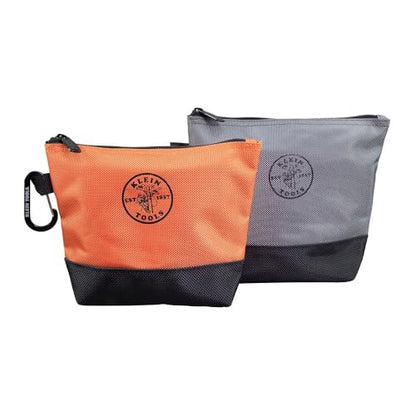 Klein Tools 55470 Utility Bag, Stand-Up Zipper Tool Bags, Tough 1680d Ballistic Weave, Reinforced Bottoms, Orange/Black, Gray/Black, 2-Pack - size: 2-Piece, style: 2-Piece