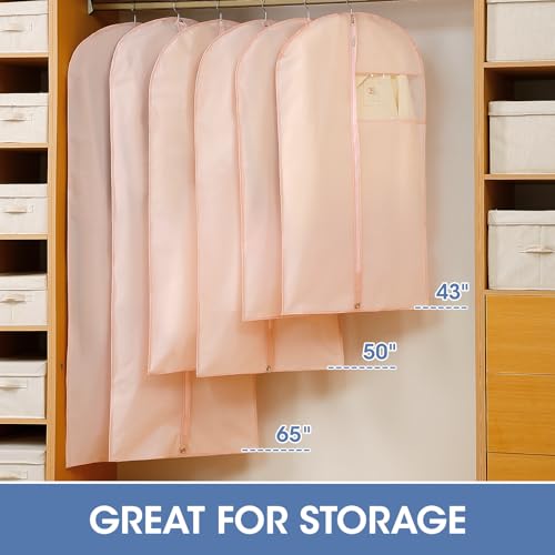 43" Suit Bags for Closet Storage and Travel, Pink Garment Bags for Hanging Clothes, Women’s Suit Cover Bags with Clear Window for Coats, Jackets, Shirts(2 Pack) - color: Pink, size: 43" - 2 Pack