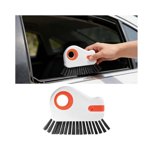 2PCS Car 2 in 1 Groove Cleaning Brush, Multifunctional Vehicle Window Track Cleaner Tool with Hidden Scraper, Auto Crevice Gap Grout Scrub Brush for Sliding Door Track, Universal Fit (Orange) - color: Orange