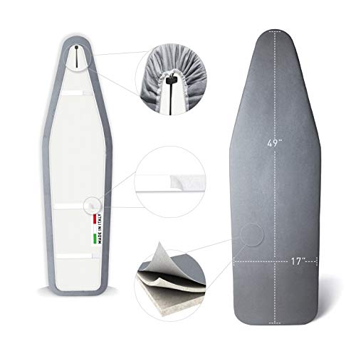 TIVIT Ironing Board Cover 17 x 49 – Made in Italy, Alumitek PRO Heat-Reflective, Thick 4-Layer Padding, Scorch & Stain Resistant - size: 17x49