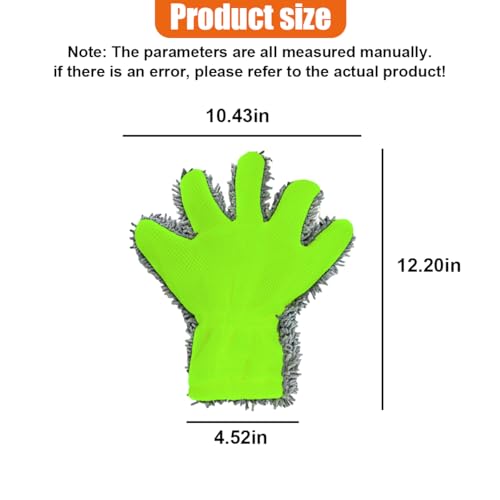 2PCS Car Wash Mitts, Double-Sided Microfiber 5-Finger No-Scratch Washing Glove, Universal Soft Automotive Interior Exterior Detailing Mitt for Cleaning Wheel Tight Spot (Green) - color: Green