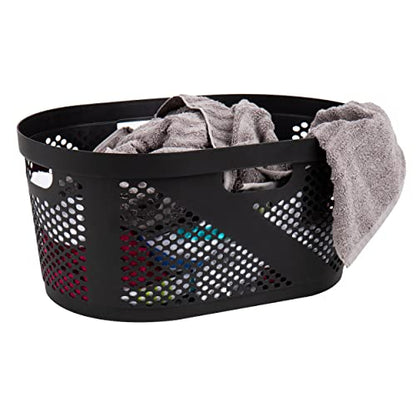 Mind Reader 40L Ventilated Laundry Baskets, Lightweight Clothes Hamper with Cutout Handles for Bathrooms and Closets, Plastic, Set of 2, Black - color: Black, size: Set of 2