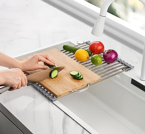 Tomorotec Roll Up Dish Drying Rack Over Sink, 304 Steel, 17.7x12.5, Grey - color: Gray, size: 17.7 x 12.5 in