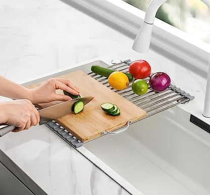 Tomorotec Roll Up Dish Drying Rack Over Sink, 304 Steel, 17.7x12.5, Grey - color: Gray, size: 17.7 x 12.5 in