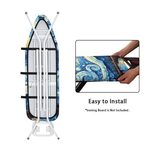 Flashideas Starry Night Ironing Board Cover and Pad- 52" x 13" Iron Board Cover with Padding Fits Standard Size, Iron Board Cover Accessories - color: Starry Night