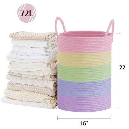 VIPOSCO 72L Tall Woven Laundry Basket Hamper, Rainbow - color: Rainbow, size: 72L
