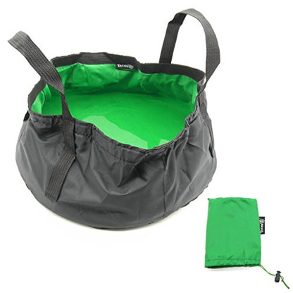 TRENDBOX Foldable Wash Basin Sink Water Bag Portable Mini 8.5L for Footbath Camping Hiking Outdoor Durable Design - color: Green