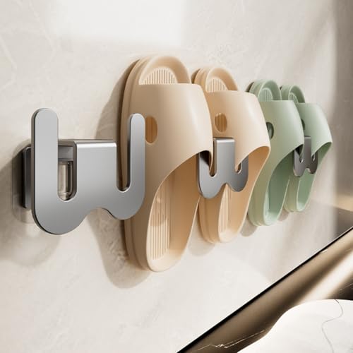 ANIS・KEBBR 2PCS No Drill Adhesive Slipper Rack Wall & Over Door Shoe Organizer for Bathroom RV