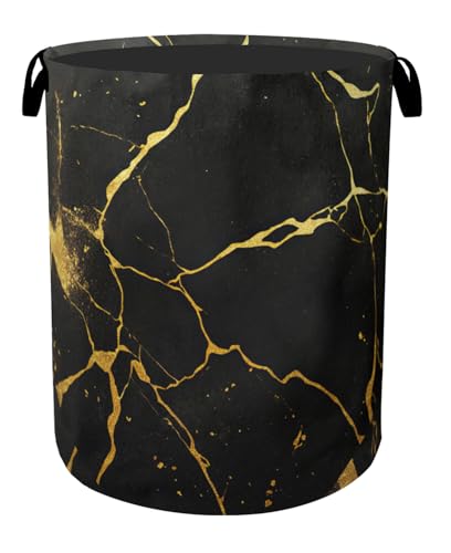 Black Marble Foldable Laundry Hamper - Waterproof Fabric Storage Basket with Handles, Clothes Hampers for Laundry,Bedroom,Dorm - color: Black Marble