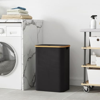 Lifewit 80L Large Laundry Basket with Lid, Removable Bags, Black - color: Black, size: 80L