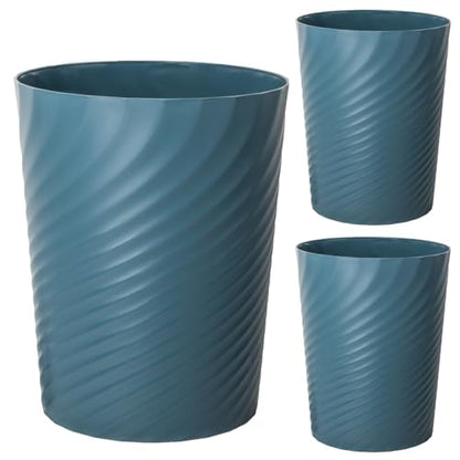 UUJOLY Plastic Small Bathroom Trash Can Wastebasket Garbage Can, Bluish Green, 3 Pack - color: Dark Blue, size: 1.8 Gallon/3 Pack