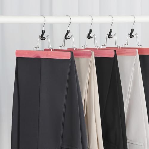 TOPIA HANGER 24 Pack Cedar Pants Hangers, Hair Extension Hangers Non Slip Skirt Hanger Wood Clamp with Velvet Padded 360° Swivel Hook for Jeans, Skirts, Trousers, Wigs CT68C - color: Cedar, size: 24 Pack