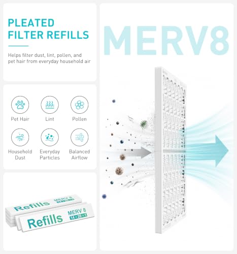 Refillable 14x20x1 Air Filter MERV 8, Reusable Frame & 6 Refills - size: 14" x 20" x 1"