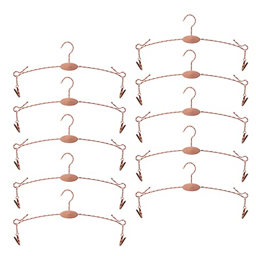 Metal Underwear Bra Rack, Durable Pants Clothes Hangers with Clips,for Lingerie Shop Display, 10pcs (Rose Gold-A2) - color: Rose Gold-a2