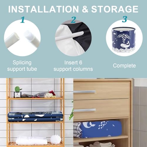 Portable Foldable Bathtub, Collapsible Adult Bath Tub for Hot SPA and Ice Bath, Space-Saving Storage, Durable PVC Material (Whale, 27inch) - color: Whale