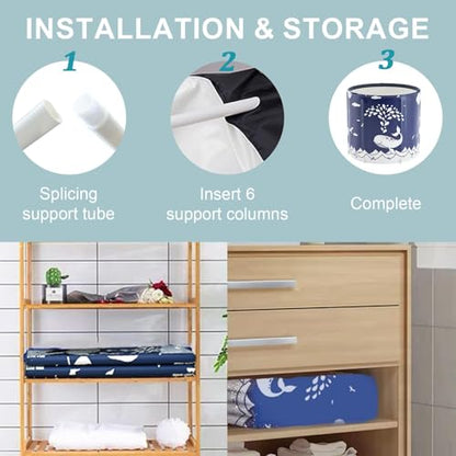 Portable Foldable Bathtub, Collapsible Adult Bath Tub for Hot SPA and Ice Bath, Space-Saving Storage, Durable PVC Material (Whale, 27inch) - color: Whale