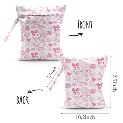 2pcs Coastal Wet Dry Bag Reusable Swimsuit Waterproof Cloth Diaper Bags - color: 2pcs Coastal
